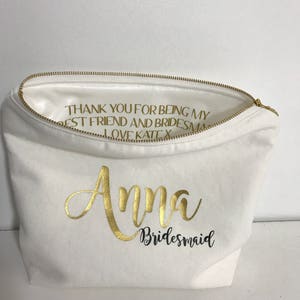 Cosmetic Bag Personalised , Bridesmaid Cosmetic Pouch , Cosmetic Bag , Bridesmaid Gift image 9