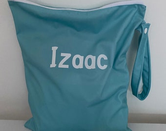 Personalised Wet Bag Reusable Wet/Swimming Bag Daycare Bag Waterproof Bag Blue 11 x 13 inches