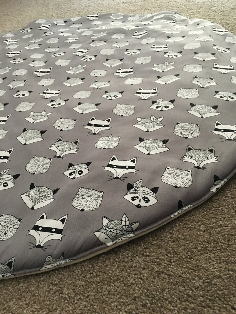 Fox on Grey Round Play Mat // Padded Mat // Playmat Etsy