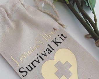 Hens Survival Kit Personalized Favor/Hens Favor Bag/Survival Kit Favor/ Bachelorette Party Favor Bag/custom favour bag