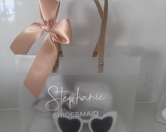 PVC Bag, Bridesmaid Proposal Gift , Maid Of Honour Gift , Frosted Bag with Ribbon