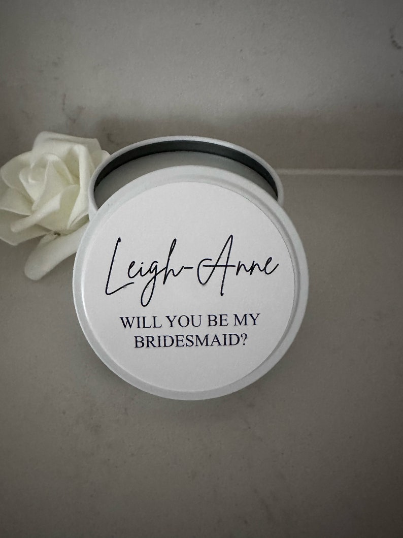 Bridesmaid Proposal Candle, Soy Candle,Tin Candle,Personalised Gift for her, Bomboniere, Bridesmaid Proposal Gift image 4