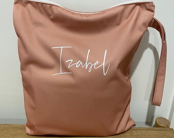 Personalised Wet Bag Reusable Wet/Swimming Bag Daycare Bag Waterproof Bag Rose Gold 11 x 13 inches