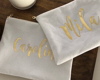 Personalised Zippered Pouch/Bridesmaids Pouch/Cosmetic Bag/Brides Bag