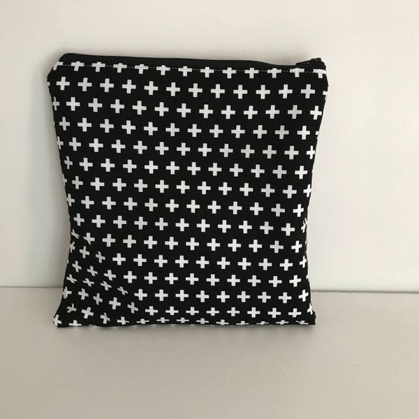 Wet Bag with Waterproof Lining - Black and White Crosses Wet Bag