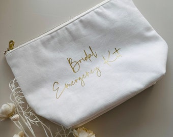 Bridal Emergency Kit, Cosmetic Bag , Bridesmaid Cosmetic Pouch , Cosmetic Bag , Bridesmaid Gift , MakeUp Bag , Custom Name Pouch