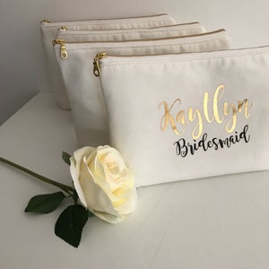 Cosmetic Bag Personalised , Bridesmaid Cosmetic Pouch , Cosmetic Bag , Bridesmaid Gift image 1