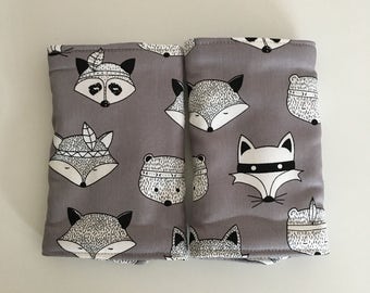 Fox and Hound and Fox on Grey Reversible Baby Carrier Drool Pads - Baby Carrier Drool Pads - Fits most Carriers - Ready to Ship