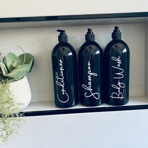 Black Shampoo and Conditioner Bottles 500ml/1000ml/Reusable Bottles/Body Wash/500ml/1000ml