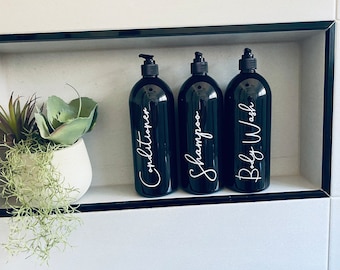 Black Shampoo and Conditioner Bottles 500ml/1000ml/Reusable Bottles/Body Wash/500ml/1000ml