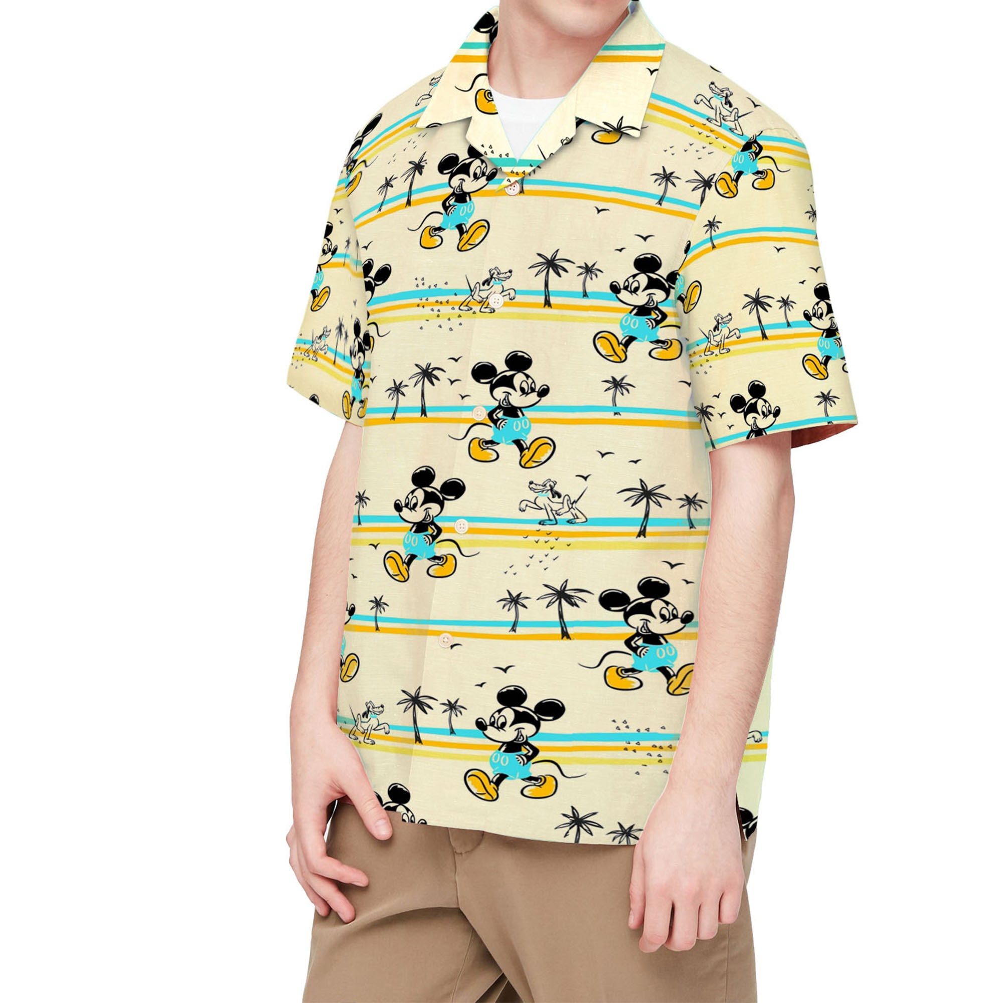 Discover Mickey Mouse Floral Hawaiian Shirt