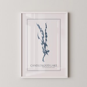 Candlewood Lake Printable Depth Contour Map - Bathymetry Art Map of Candlewood Lake in Southwestern Connecticut