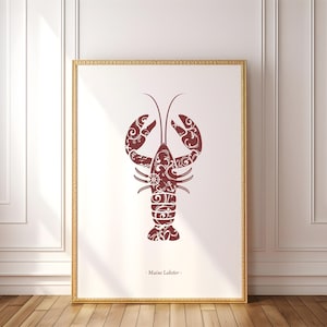 Lobster Printable | Maine Lobster Art | Red Lobster Download Printable Art | New England Printable | Coastal Decor Wall Art Printable