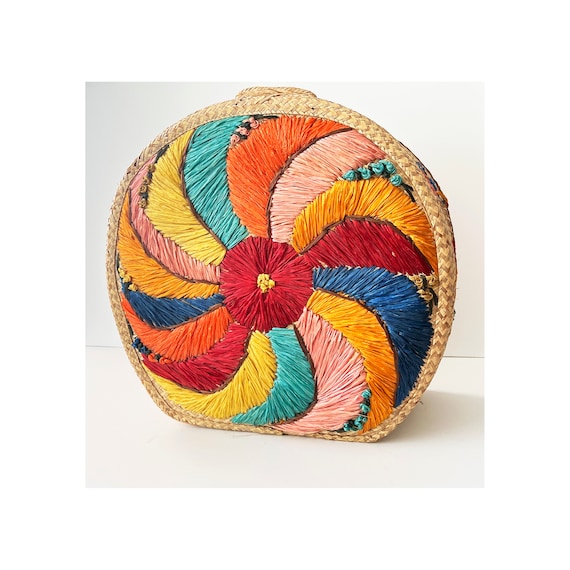vintage 1940s woven rattan bag  / basket storage case