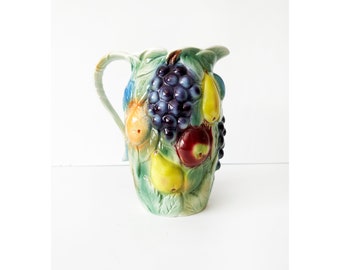 vintage fruit  pitcher / handpainted / crown windsor / made in england