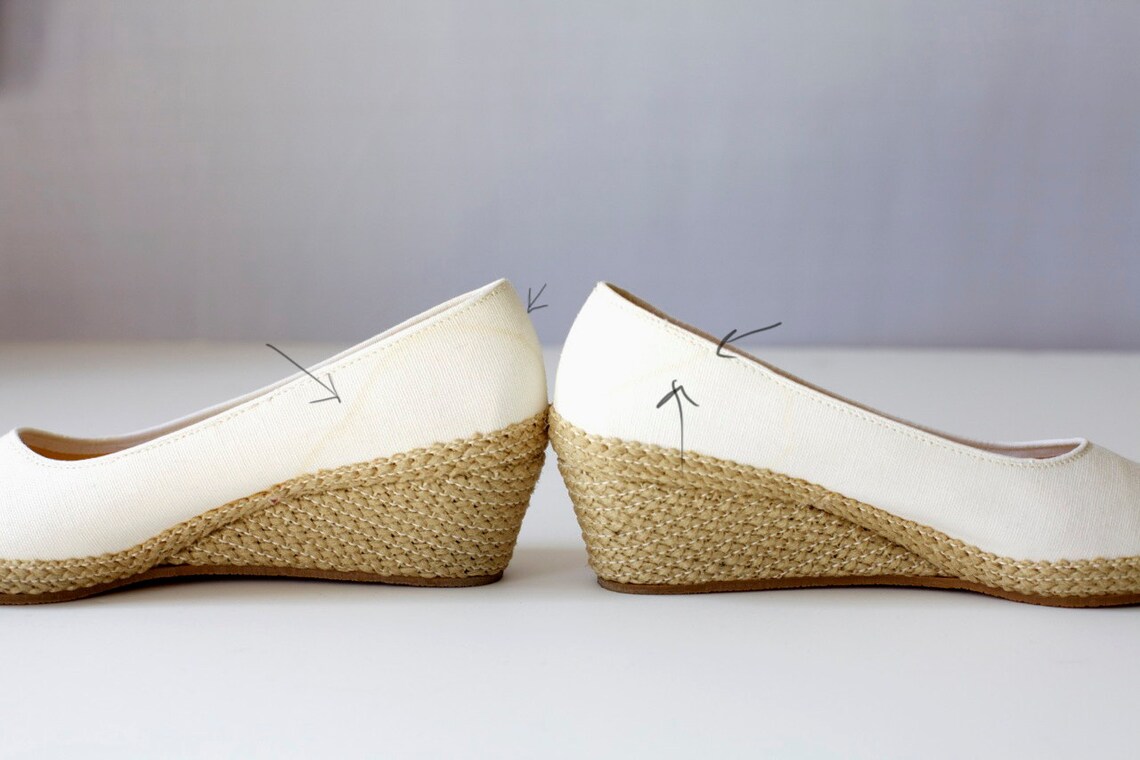 Size 8 Vintage Espadrille Wedge White Closed Toe | Etsy