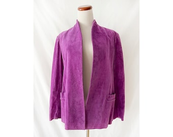 Vintage 1970s Purple Suede Jacket Miss Bergdorf Leather Jacket medium