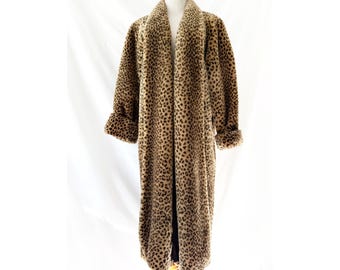 Vintage Leopard Print Blanket Coat Small Medium