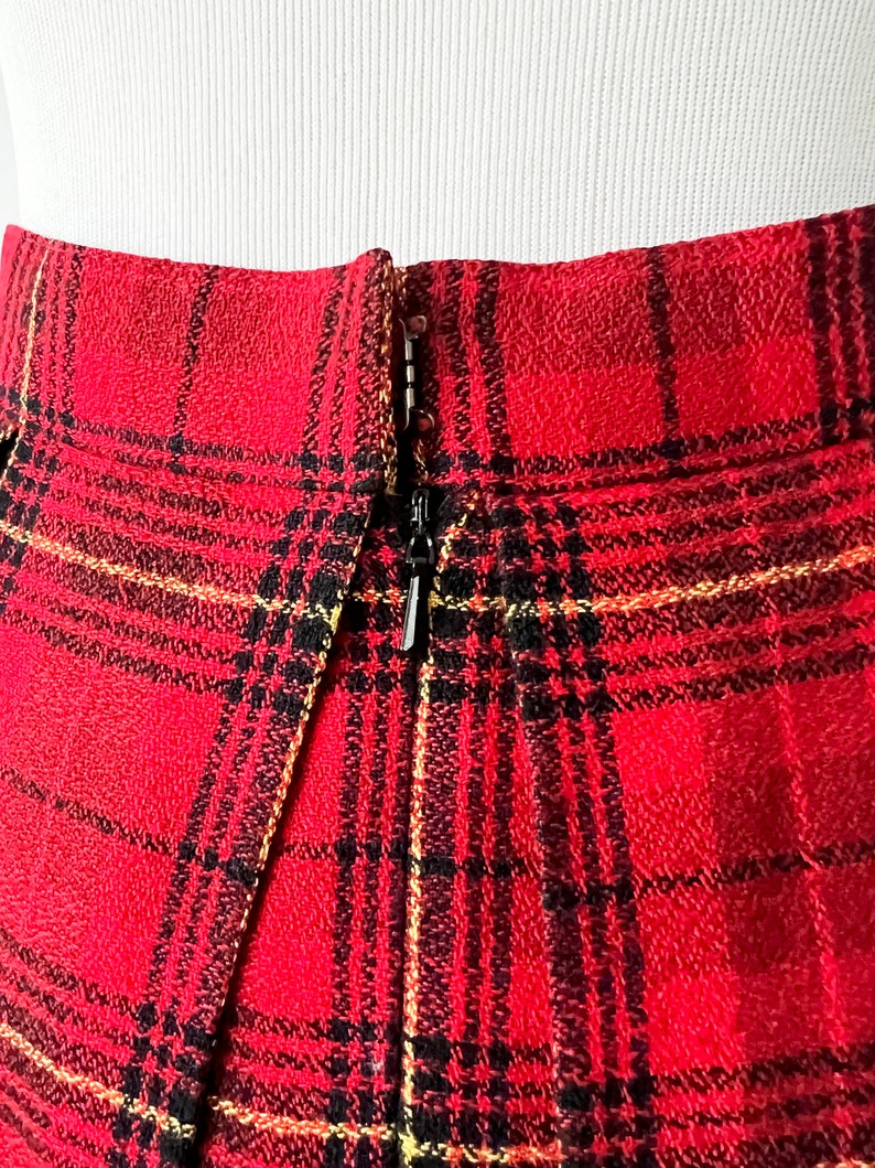 vintage 90s red plaid pleated skirt size 6 image 5