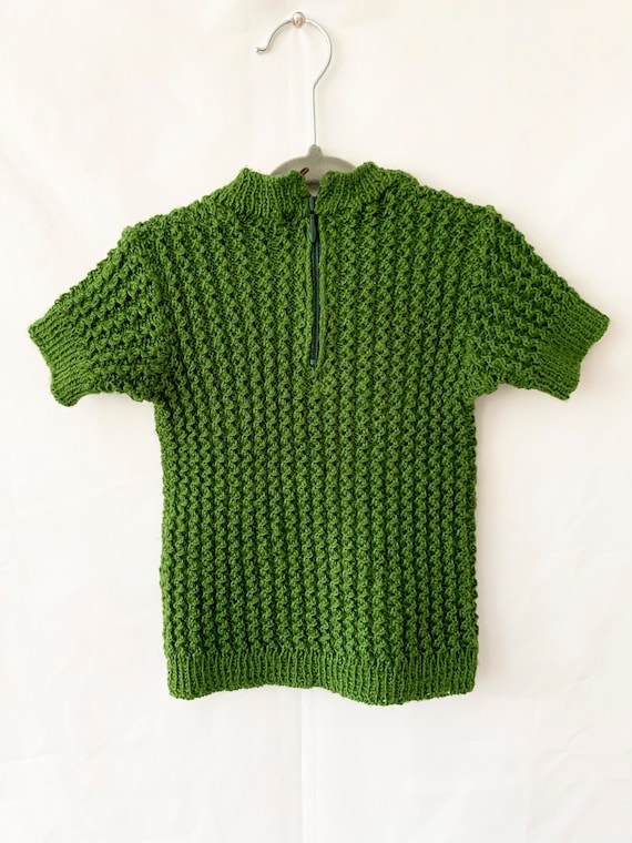 12-18 months vintage 60s knit top / green wool sh… - image 5