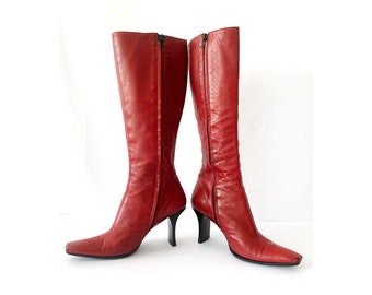 long red leather boots