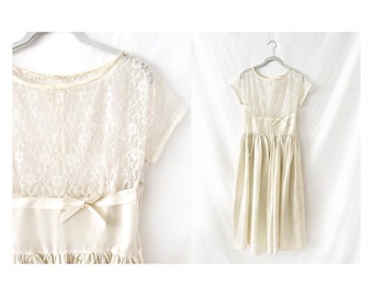 sweet romance vintage 60s white lace dress party dress super cute small