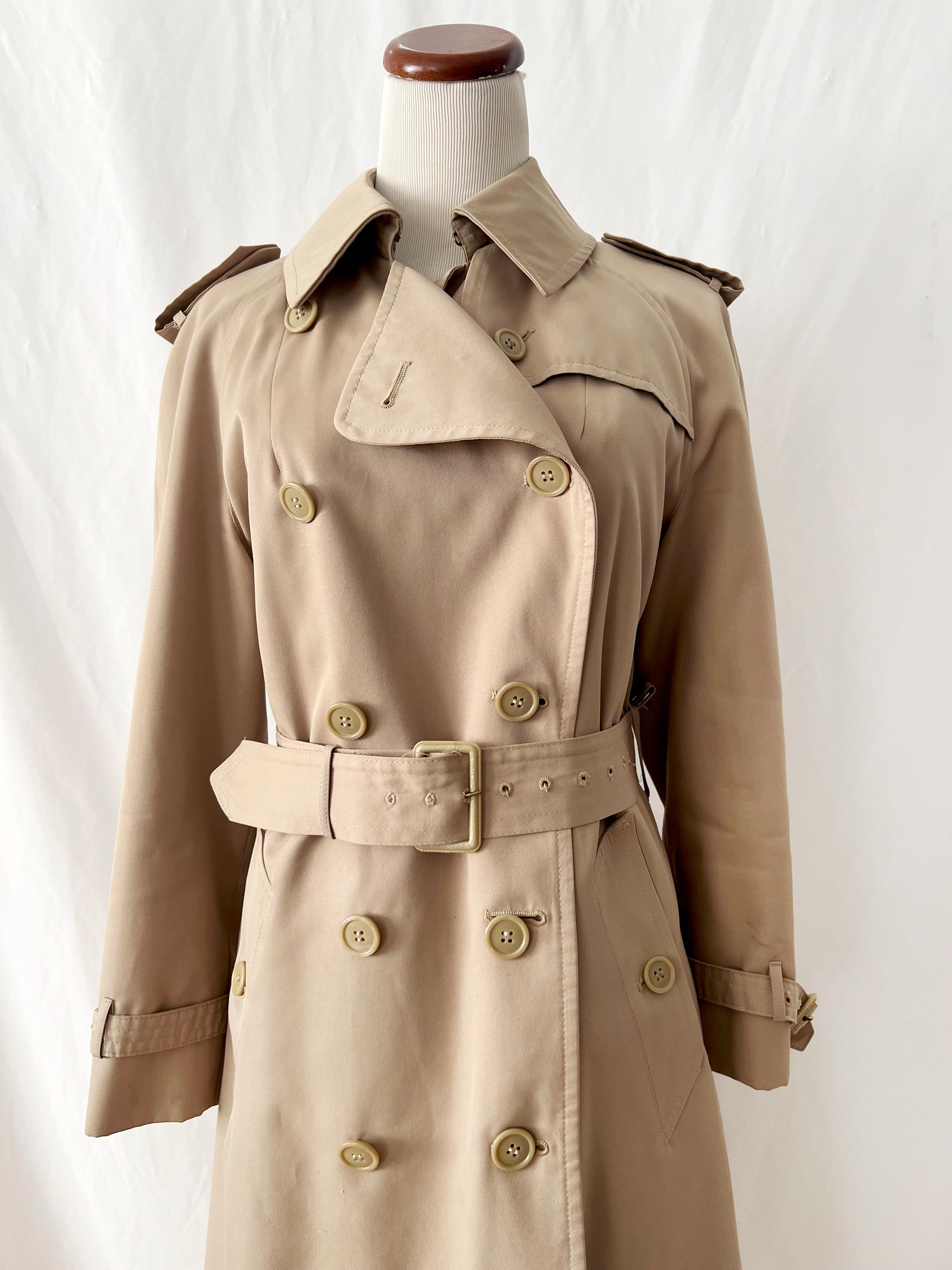 Vintage Trench Coat by Misty Harbor 1970s 1980s Taupe Khaki