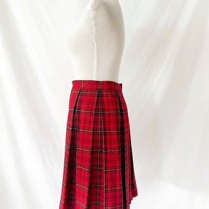 vintage 90s red plaid pleated skirt size 6 image 4