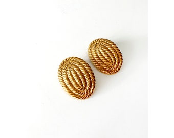 vintage 1980s gold tone rope earrings