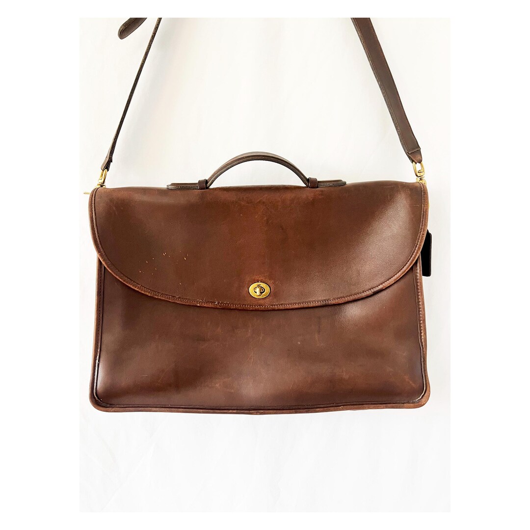 COACH leather Lexington 2-way business bag Briefcase F70662 Navy brown