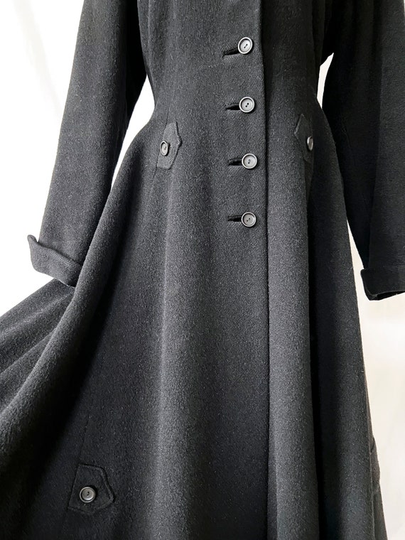 1950s Black Princess Coat, 1950s Heavyweight Prin… - image 7
