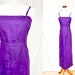 Vintage Purple Silk Dress, Floral Sleeveless Gown, Pencil Skirt Maxi Dress, XS