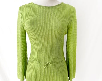sufer paris 70S green knit top vintage parisian fashion small