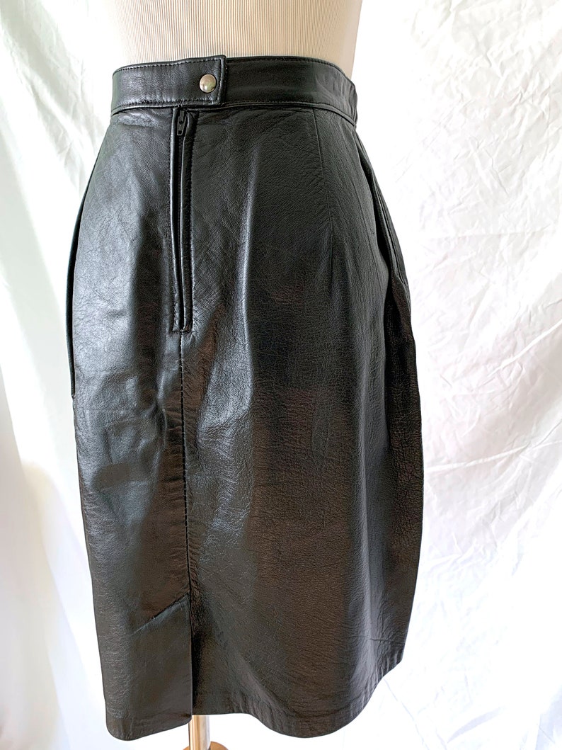 Vintage Black Leather Skirt 80s leather skirt 1980s Mini | Etsy