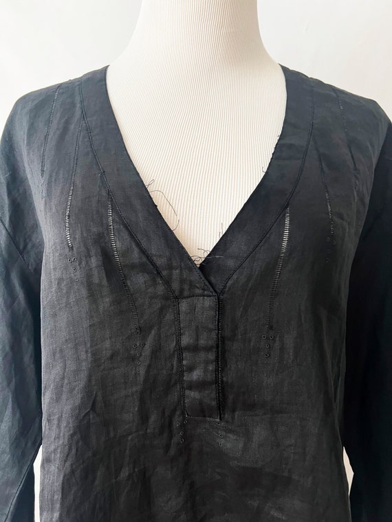 black linen blouse large - image 3