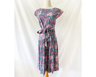 Vintage Laura Ashley jurk met abstracte bloemenprint klein