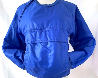 vintage 1980s shiny blue  sweatshirt / lapis blue / big pocket / small