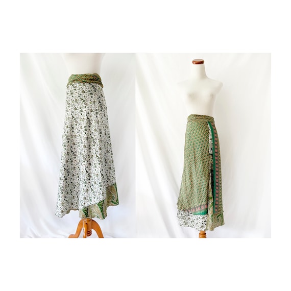 vintage reversible silk wrap skirt xl  xxl - image 1