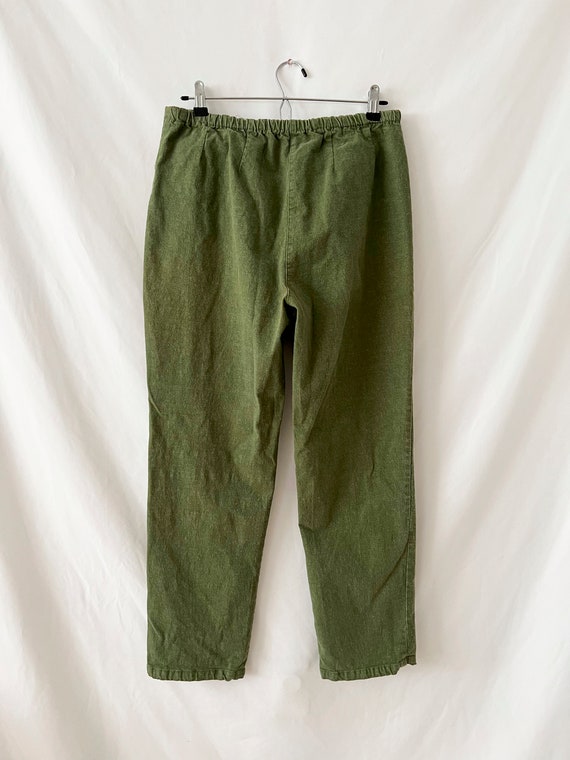 vintage forest green pants / cotton pants / high … - image 3