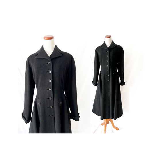 1950s Black Princess Coat, 1950s Heavyweight Prin… - image 1