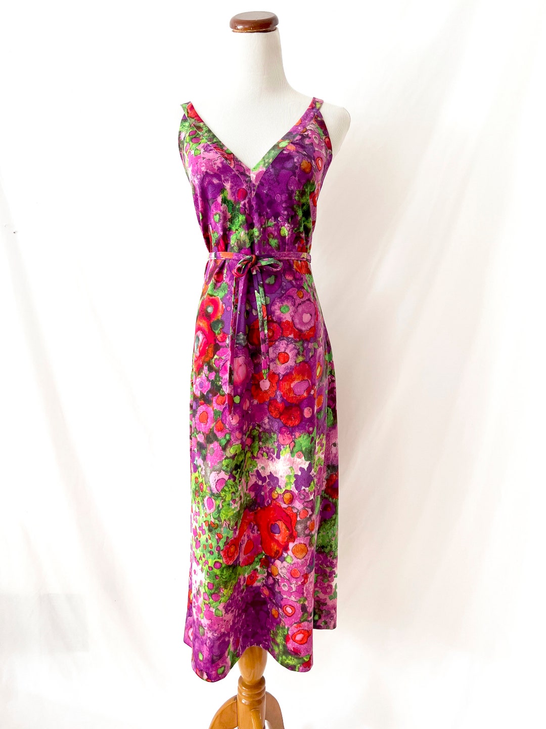 Vintage 70s Goldworm Floral Maxi Dress