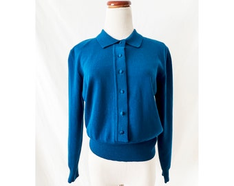 vintage blue merino wool sweater lord & taylor  medium