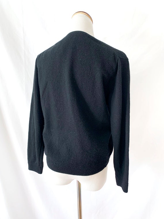 1950s beaded cardigan black lambswool and angora … - image 5