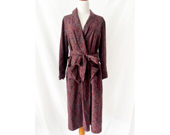 vintage wool robe / saks fifth avenue / paisley /  unisex / medium