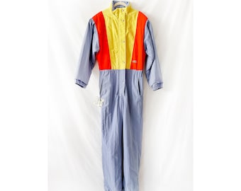 Arctic Story / Vintage 1980s Snowsuit Neon colors / Insulated / Large Size 10