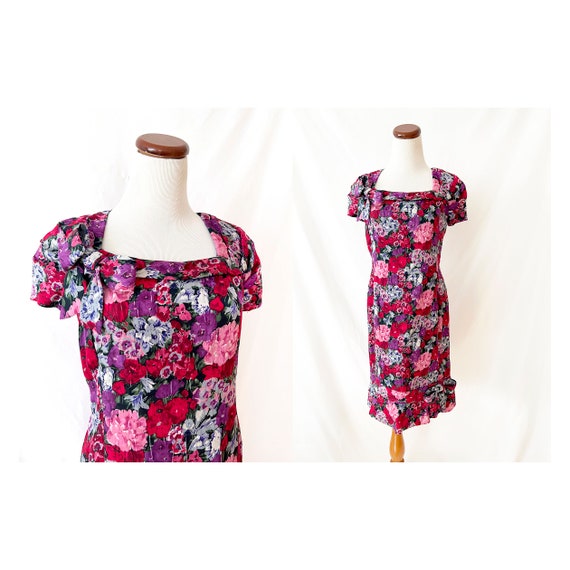 vintage albert nipon dress / floral / silk / spri… - image 1