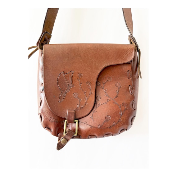 Vintage tooled leather butterfly - Gem