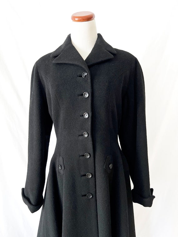 1950s Black Princess Coat, 1950s Heavyweight Prin… - image 2