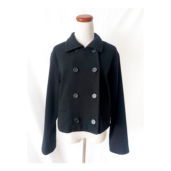 vintage cropped black pea coat size 10