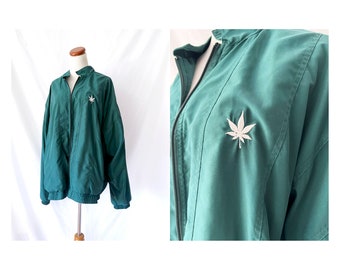 boast jacket vintage 80s marijuana leaf light jacket xxl